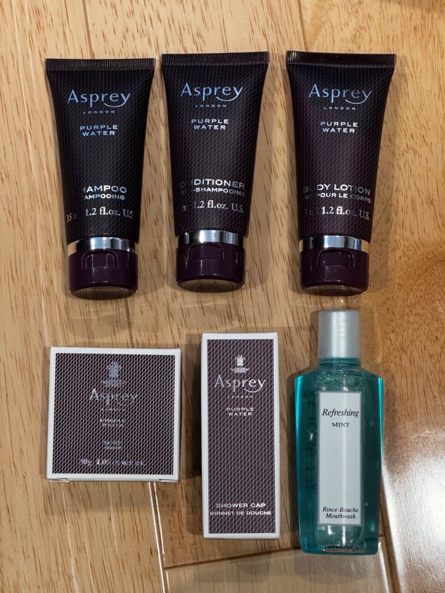 BN lot of 6 ASPREY LONDON Purple Water Set - Shampoo,Conditioner
