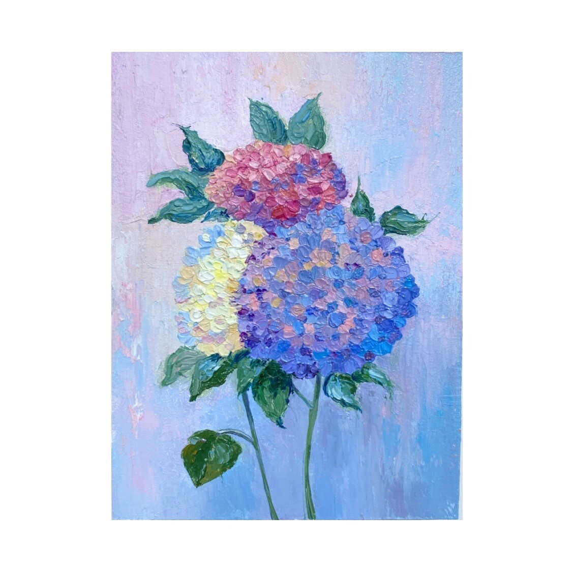 Original oil Painting Hydrangea Artwork Floral Hydrangea Painting