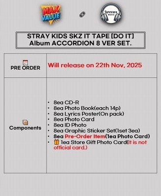 STRAY KIDS SKZ IT TAPE DO IT Album ACCORDION 8 Ver SET/8CD+8 P