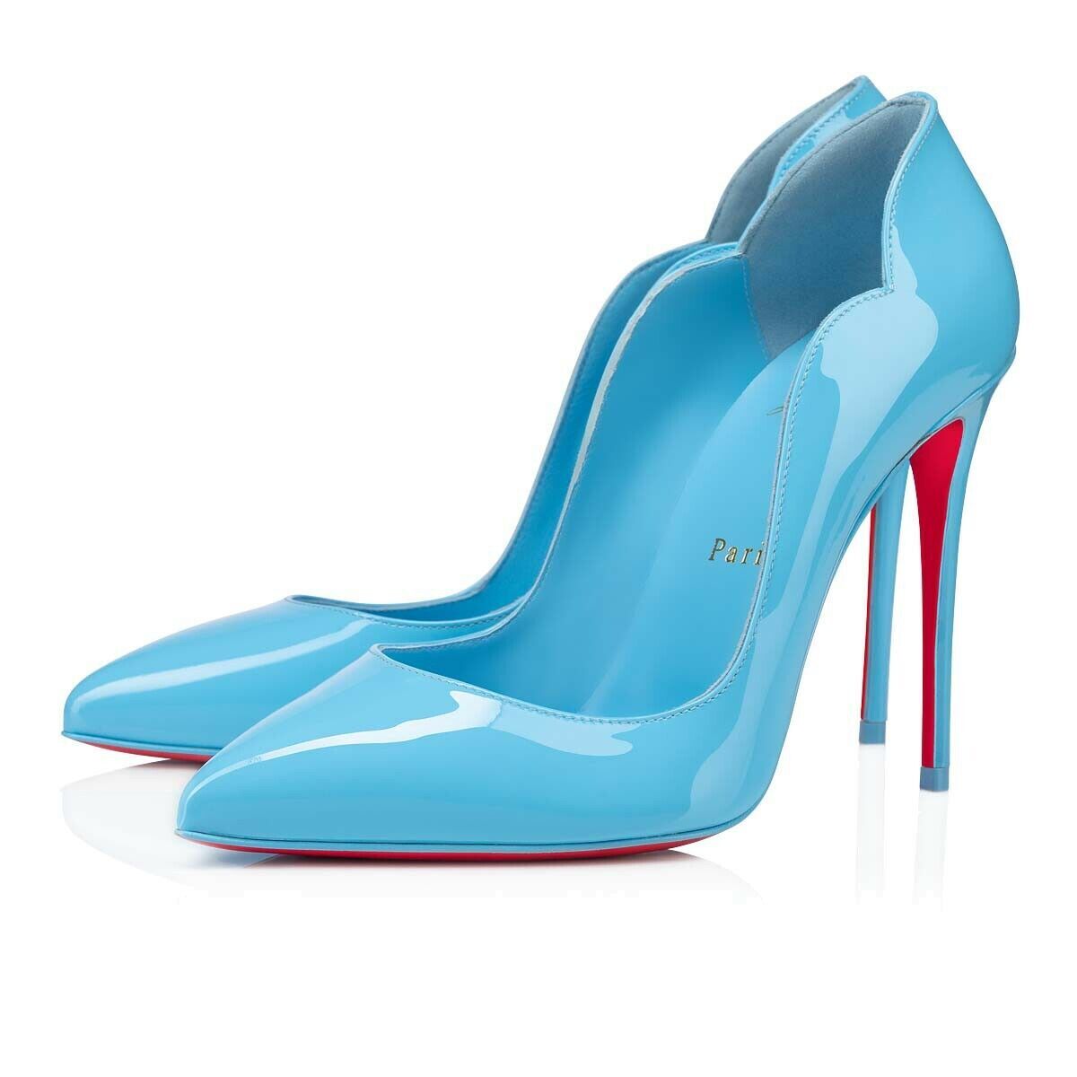 Christian Louboutin Hot Chick 100 Blue Splash Lining Patent
