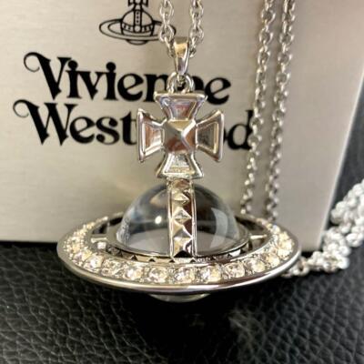 Vivienne Westwood Necklace Small Orb Silver Chain 80cm Top 4.5cm
