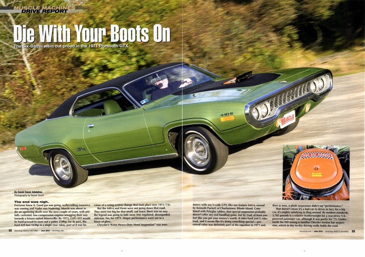 1971 PLYMOUTH GTX 440-6 ~ NICE 6-PAGE ARTICLE / AD ~ RARE CAR | eBay