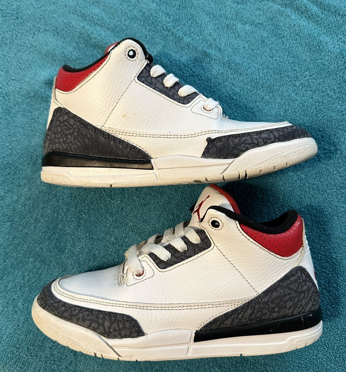 Nike Air Jordan 3 Retro SE Denim Fire Red White Black size 2Y | eBay