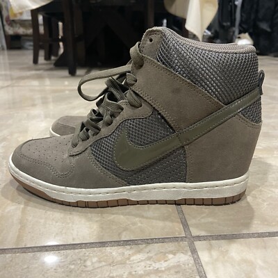 Nike Dunk Sky Hi High Womens Olive Green White Gum Hidden Wedge