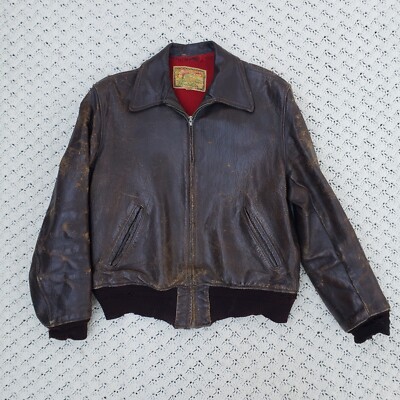Vtg McGregor Goatskin Genuine Leather Brown Lined Full Zip Jacket