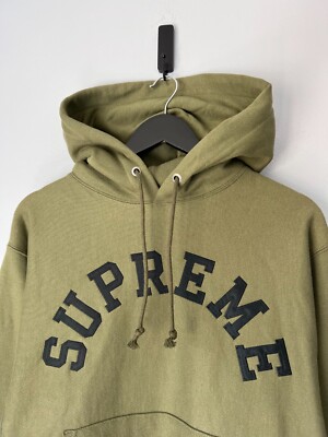 Supreme x Champion Arc Logo Hoodie - Size Medium - Olive Green