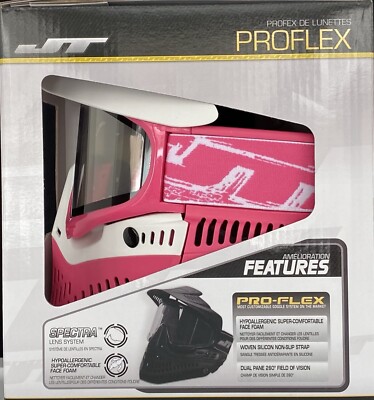 NEW JT Proflex Fuchsia￼ Pink White Paintball Mask Goggle