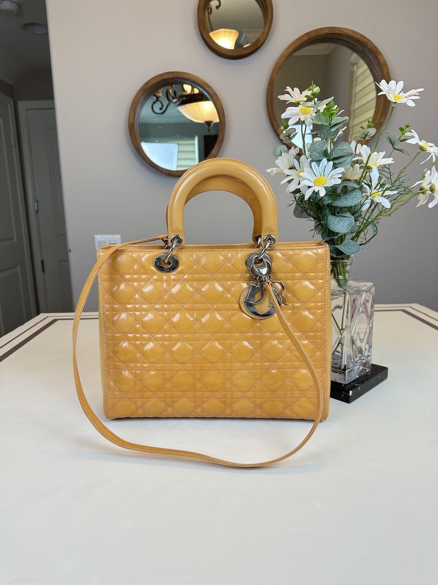 Christian Dior Lady Dior Bag Cannage Quilt Patent Large | eBay