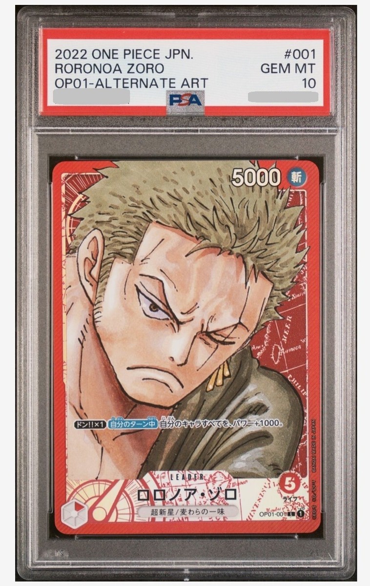 PSA 10 ONE PIECE Card Game Roronoa Zoro OP01-001 L Alt Art ROMANCE