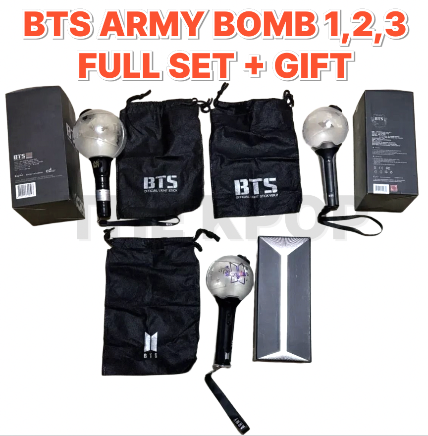 BTS Official Light Stick ARMY Bomb Version 1, 2, 3 Full Set + Gift