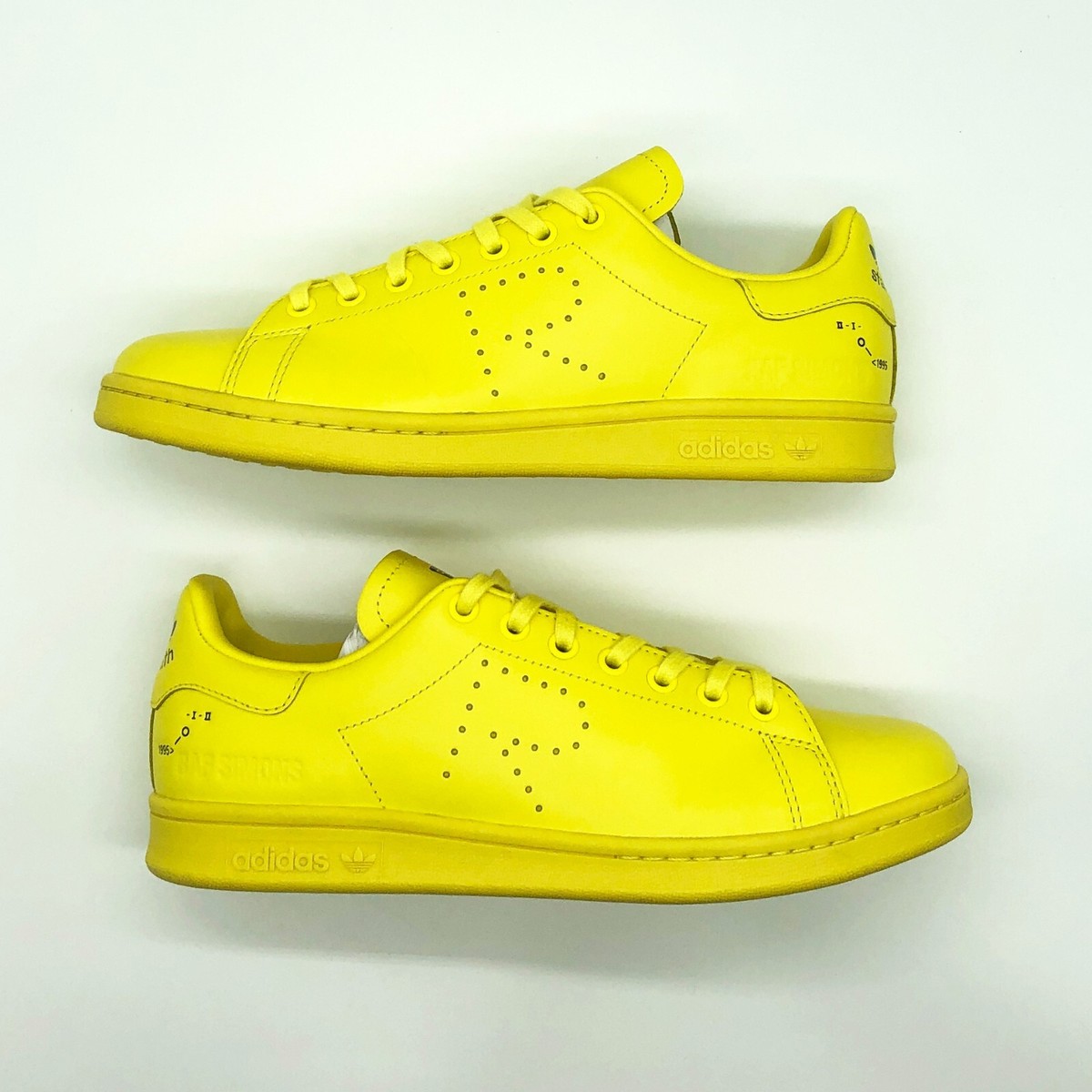 Adidas Stan Smith x Raf Simon Mens Yellow Leather Low Tops Lace Up