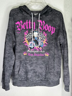 Betty Boop Hoodie Womens Medium Born to Ride Motorcycle Club Los