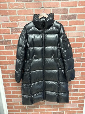 Black Moncler Moka Long Down Puffer Jacket 100% Authentic Size 5