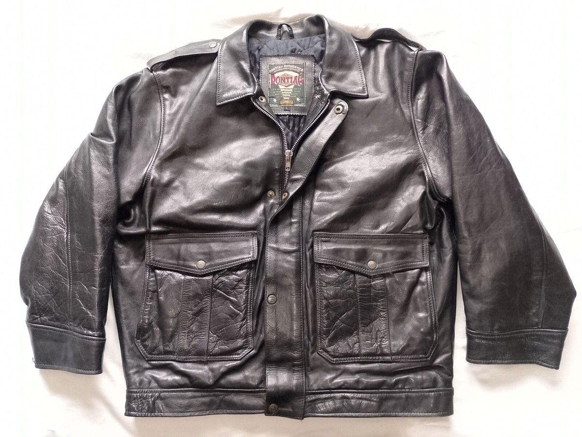 Original PONTIAC 80s Type A-2 Flight Pilot Heavy Leather Bomber