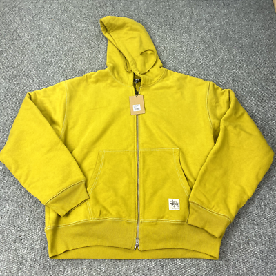 Stussy Double Face Label Zip-Up Hoodie Mens XL Gold Workgear