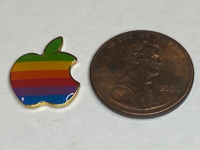 Vintage Old Apple Computer Mac Macintosh Rainbow Logo Lapel Hat