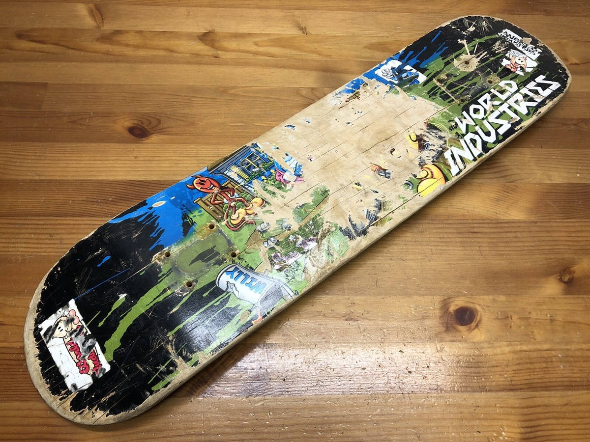Vintage 90s World Industries Skateboard Deck Wet Willie Flameboy