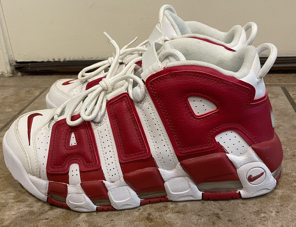 EUC Nike Air More Uptempo Varsity Red Worn 3x 414962-100 Mens Size