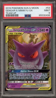 Pokemon Gengar & Mimikyu GX Team Up Holo Ultra Rare #53 PSA 9 Mint