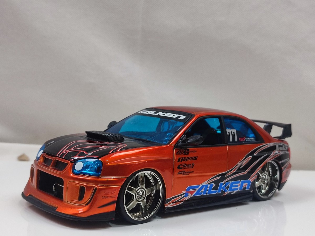 Jada 1/24 Subaru Impreza Sti Falken Orange JDM Sports Car | eBay