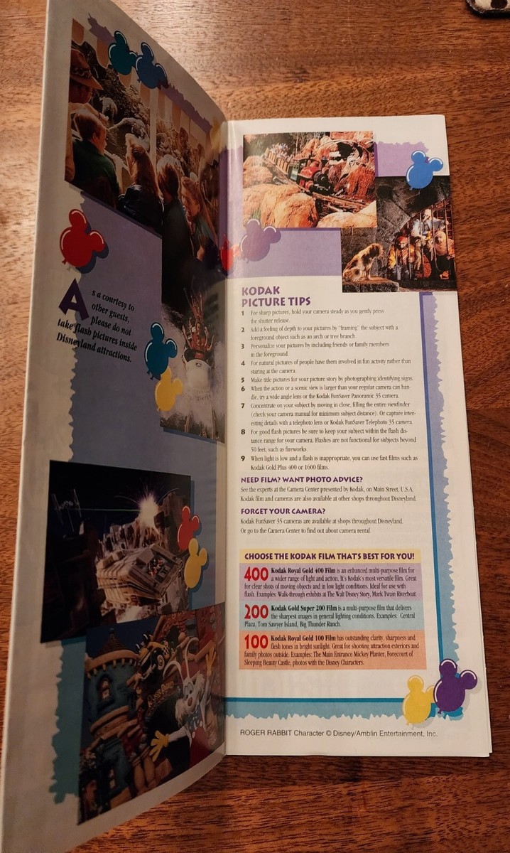 Inside DISNEYLAND Today 1994 Kodak Souvenir GUIDE MAP 40th