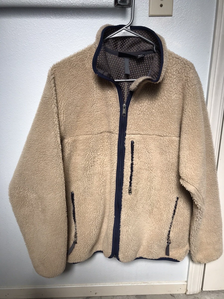 Vtg 90s Patagonia Deep Pile Fleece Jacket L USA 23023 Cream