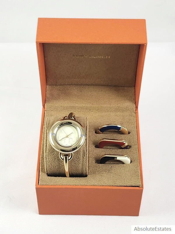NEW Tory Burch Miller Gold Watch Interchangeable Bezel Set
