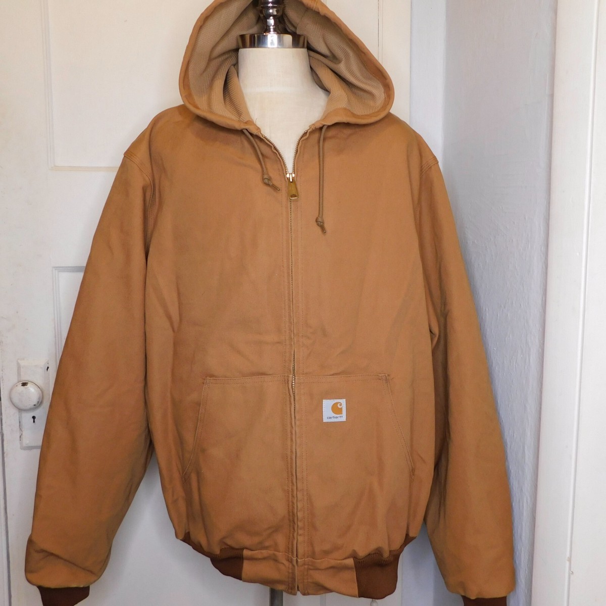 Carhartt Men's 2XL Tall Hoodie Duck Active Jacket Brown Canvas USA