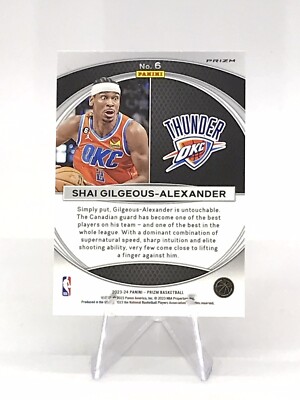2023-24 Panini Prizm SHAI GILGEOUS-ALEXANDER Global Reach Silver