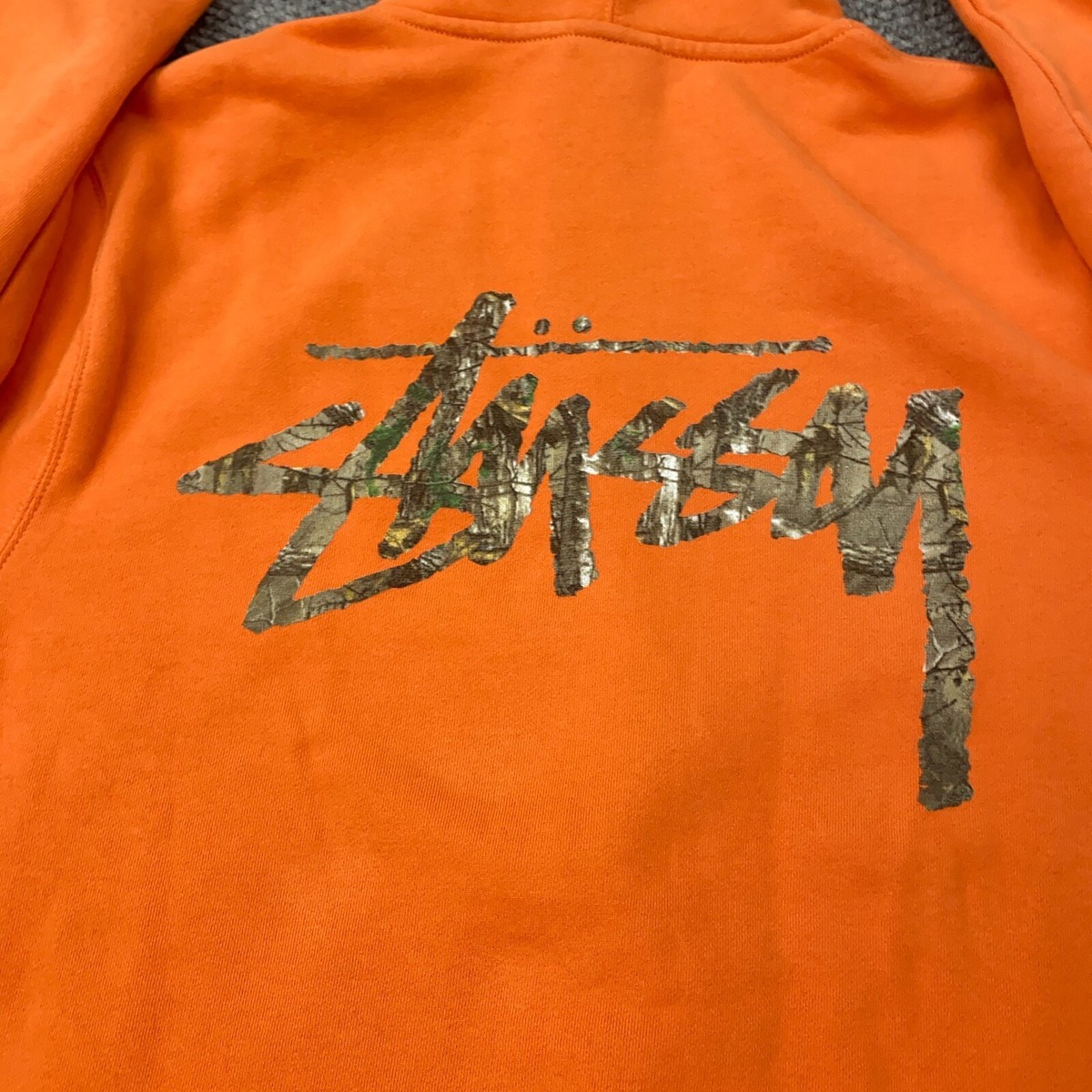 Stussy Camo Script Logo Zip Hoodie Mens XL Orange Sweatshirt | eBay