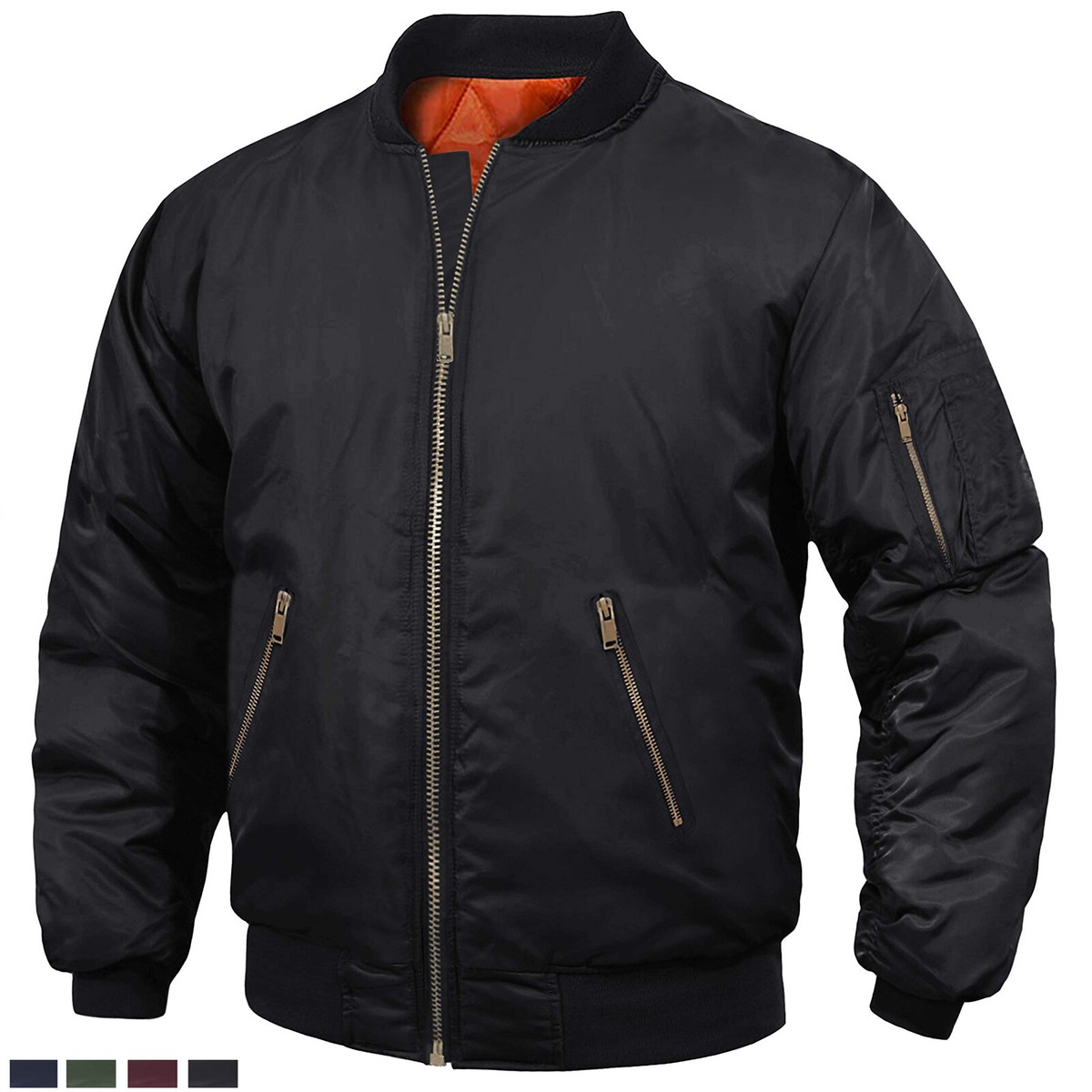 Men's Premium Bomber Jacket Full Zip Up Quilted Lined Pilot Jacket
