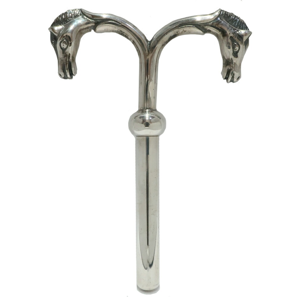 Hermes Paris double horse head corkscrew wine opener silver plated