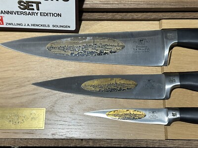 J.A. HENCKELS ZWILLING 3 PIECE KNIFE SET VINTAGE 250th Anniversary