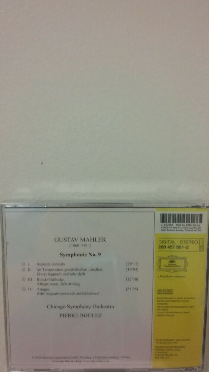 MAHLER Symphonie No.9 Boulez Chicago Symphony Orch CD 1998