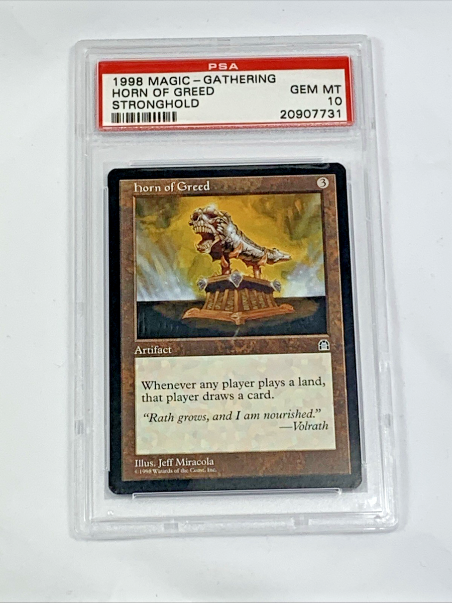 PSA 10 – HORN OF GREED – Stronghold – MTG Magic the Gathering Card