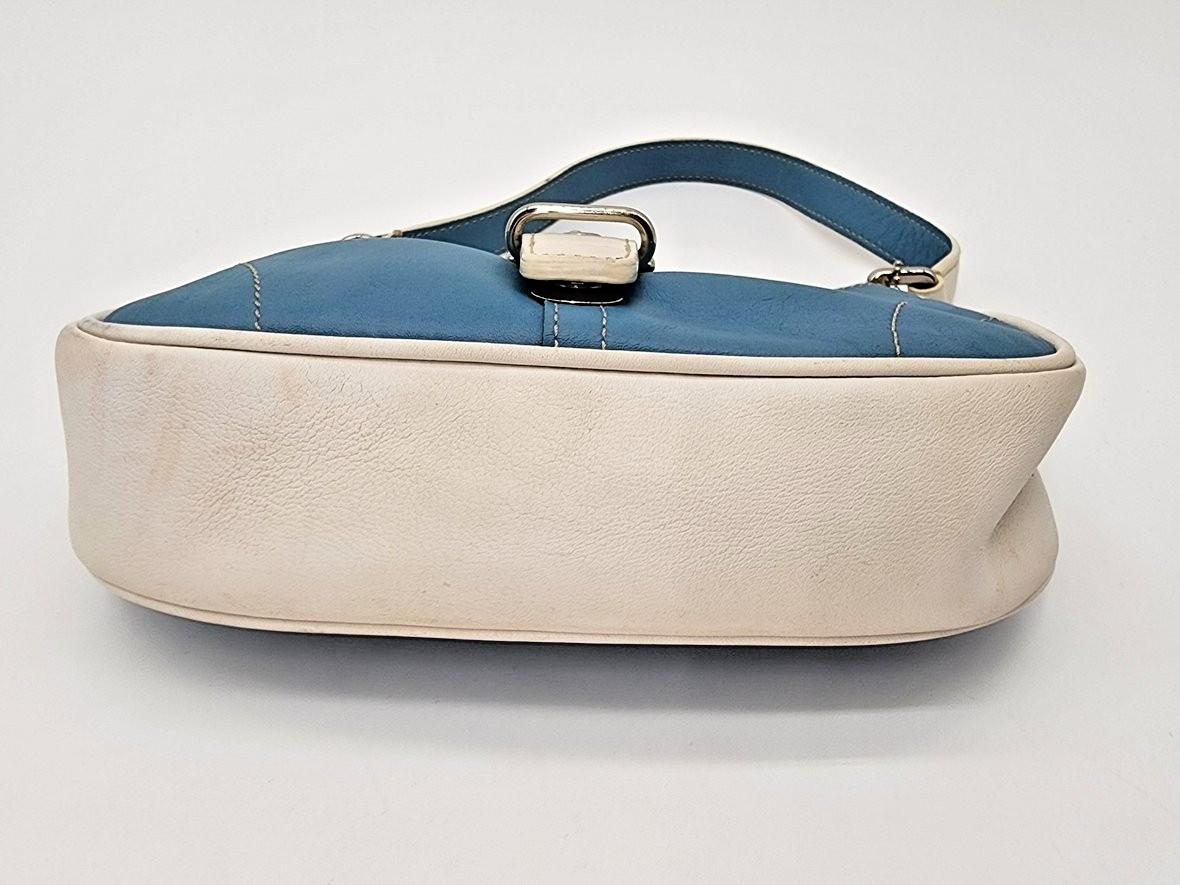 Vintage Coach Y2K Blue & White Leather Demi Hamptons Buckle Mini