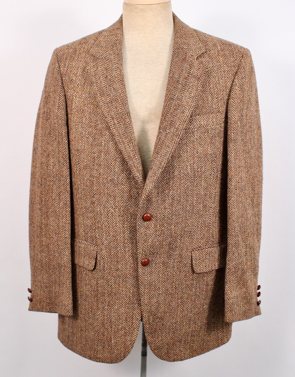 VTG Mens 1970s 1980s Land's End Harris Tweed Jacket M 70s 80s Wool