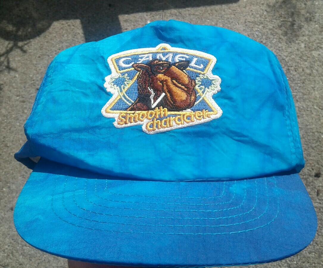 Joe Camel Smooth Character Blue Snapback Nylon Hat Vtg 80's 90's