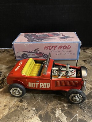 TN JAPAN HOT ROD TIN PISTON FRICTION TOY ROADSTER CAR WITH