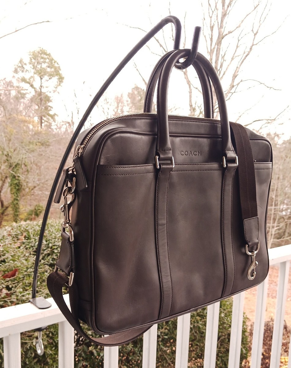 Coach F71066 Lexington Chocolate Brown Leather Turnlock Briefcase