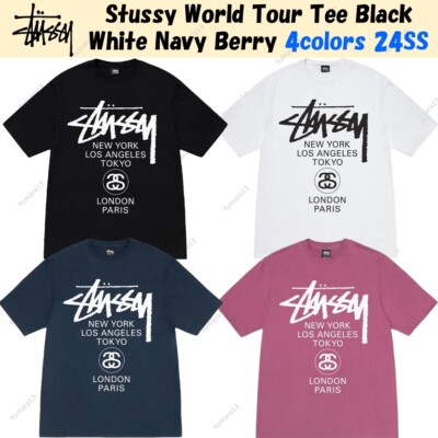 Stussy World Tour Tee Black White Navy Berry 4colors 24SS Brand