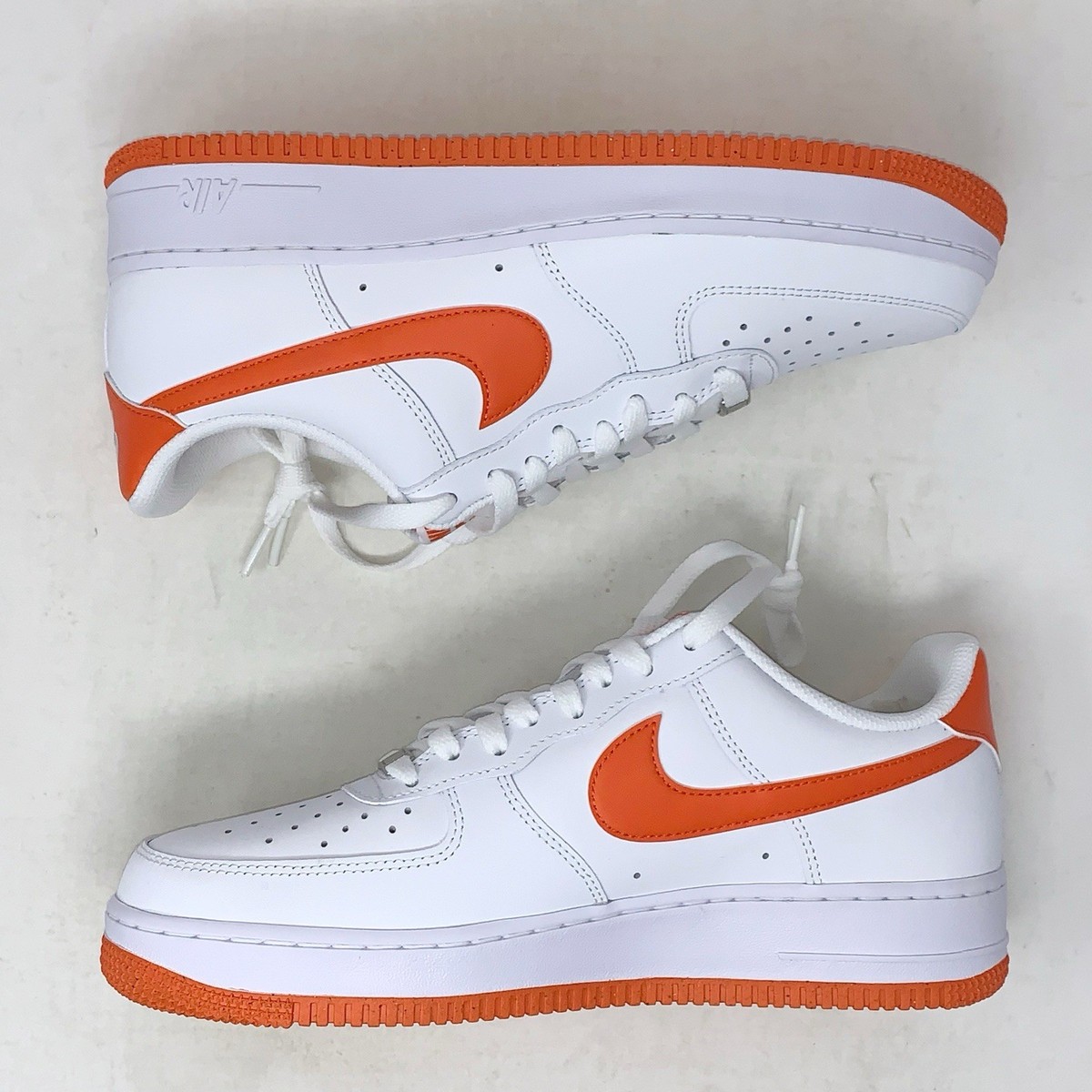 Nike Air Force 1 'Safety Orange' White Sneakers, Size 9.5 BNIB
