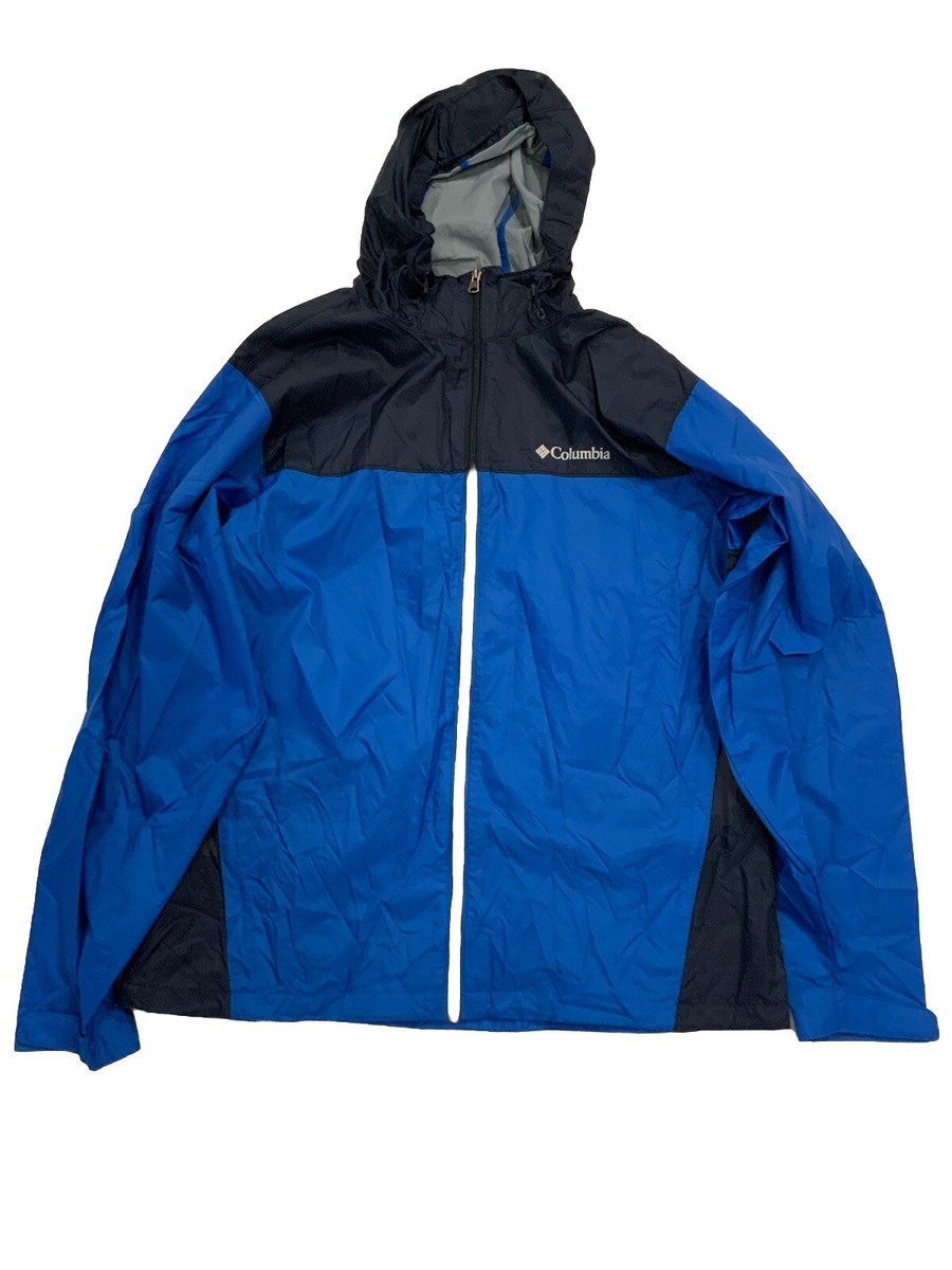 Columbia Sportswear Mens Large L Full Zip Blue Black Rain Jacket