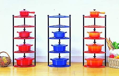Le Creuset 5 tier pot stand Cherry Red Cast Iron Enamel Display