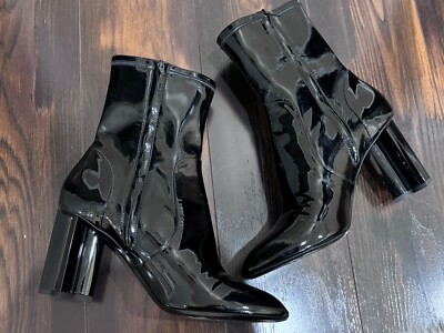 Louis Vuitton Flower Block Silhouette Heel Patent Black Leather