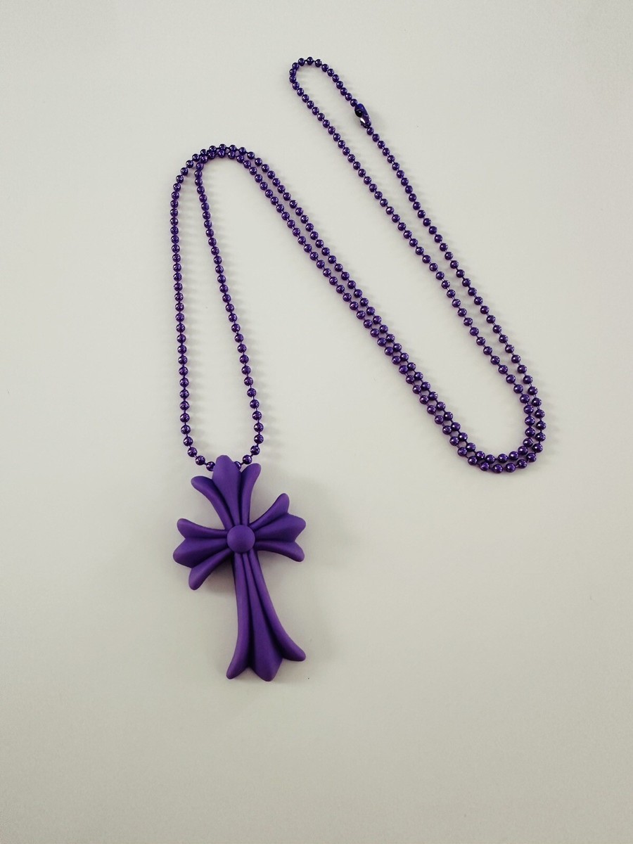 Chrome Hearts Tokyo 20th Anniversary Purple Cross Rubber Necklace