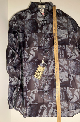 NEW Gianni Versace Vintage Silk Baroque Squares Shirt 80's Size 56