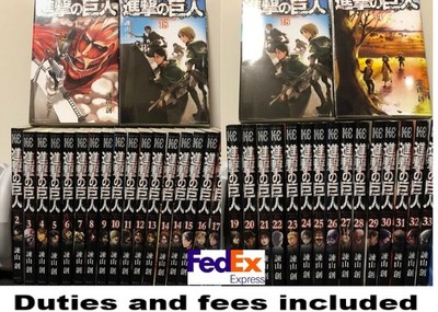 Attack On Titan Shingeki no Kyojin Vol.1-34 Complete Full set