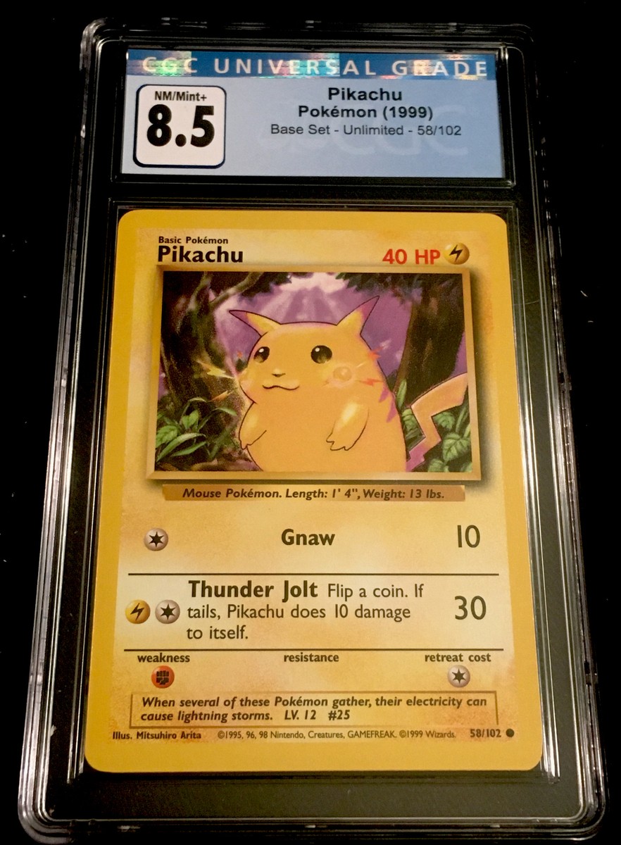 1999 POKEMON BASE SET PIKACHU #58 GRADED CGC 8.5 NM/MINT+ FRESHLY