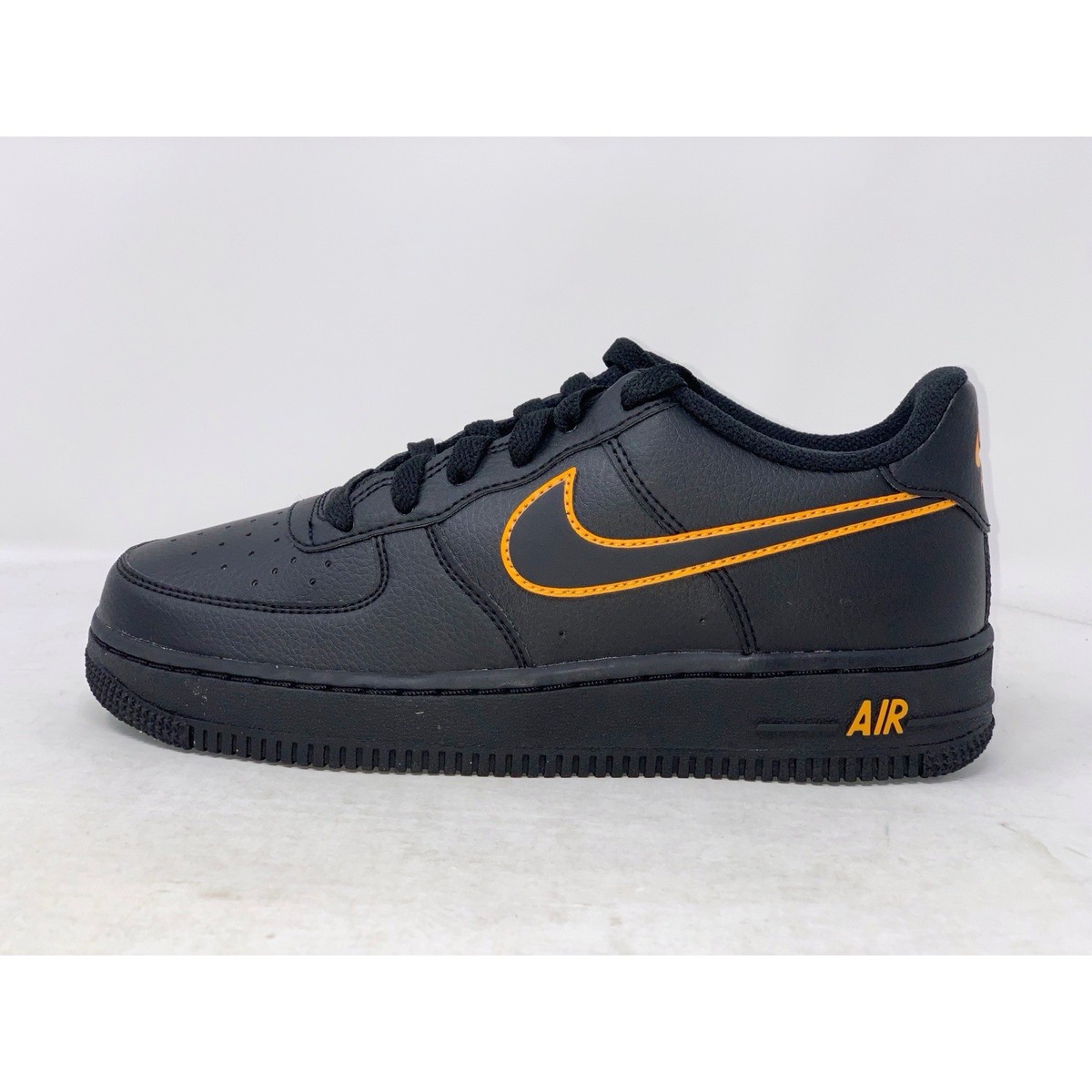 Nike Air Force 1 'Sundial Orange' Black Sneakers, Size 5Y / 6.5W